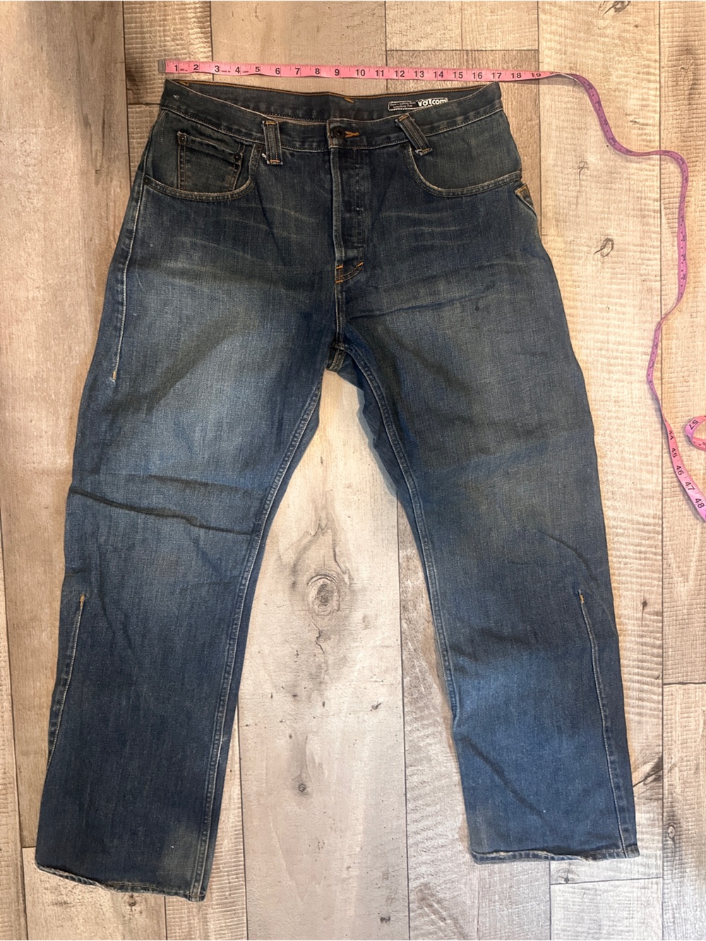 Volcom Men's Straight Wide Leg Dark Blue Jeans
